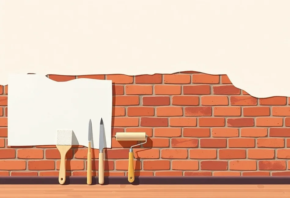 Outils de peinture disposés dans l'ordre des étapes du chantier