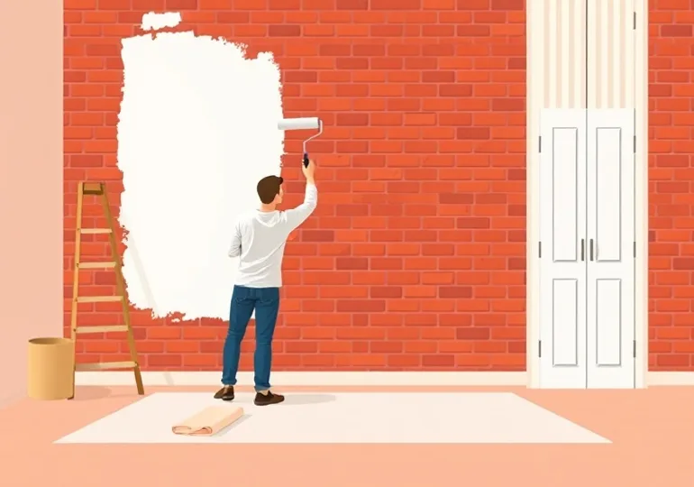 Peintre appliquant la peinture au rouleau sur un mur de salon