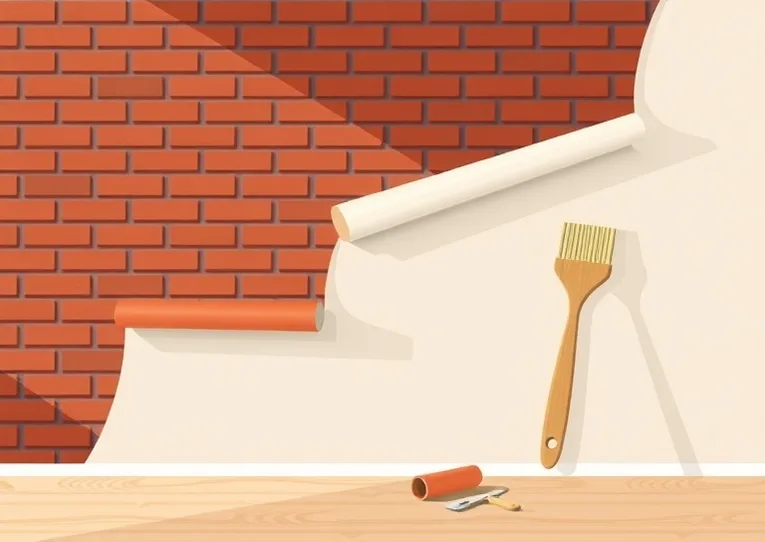 Pose de papier peint, rouleau et brosse à maroufler